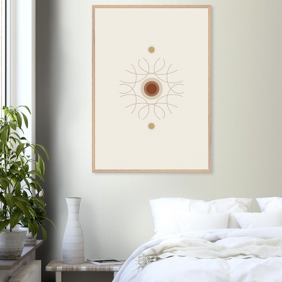 Quiet Harmony — limited edition framed abstract wall art, rhythmic geometric forms, soft tones, Pencil Spark 2026