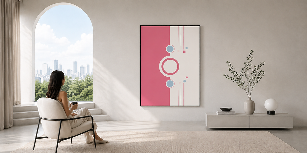 Healing Forms artwork showing geometric shapes and soft colors, inviting calm and reflection