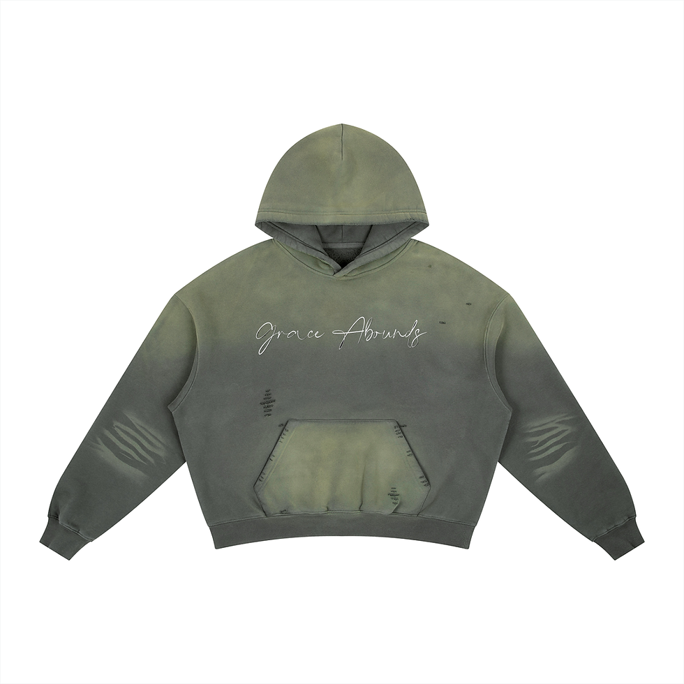 Thumbnail: Signature Frayed Sunfade Boxy Fleece Hoodie