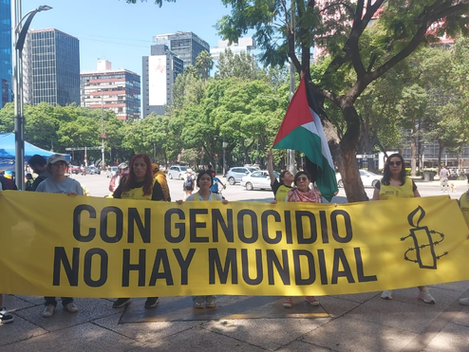 "Con Genocidio no hay Mundial": Amnistía Internacional