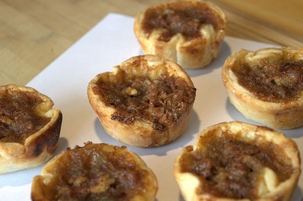 Six homemade butter tarts