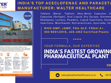 Aceclofenac and Paracetamol Tablets Manufacturer: Walter Healthcare–India's Top WHO-GMP Plant