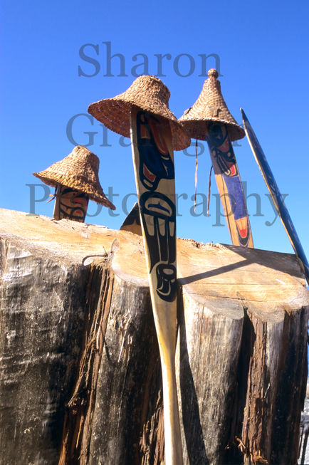Hats and paddles from Canoe Journey 2007.jpg