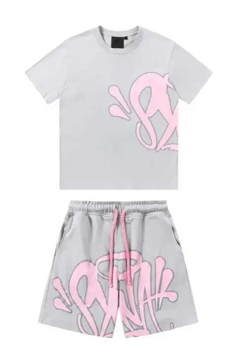 Graffiti syna Short Set Pink Grey