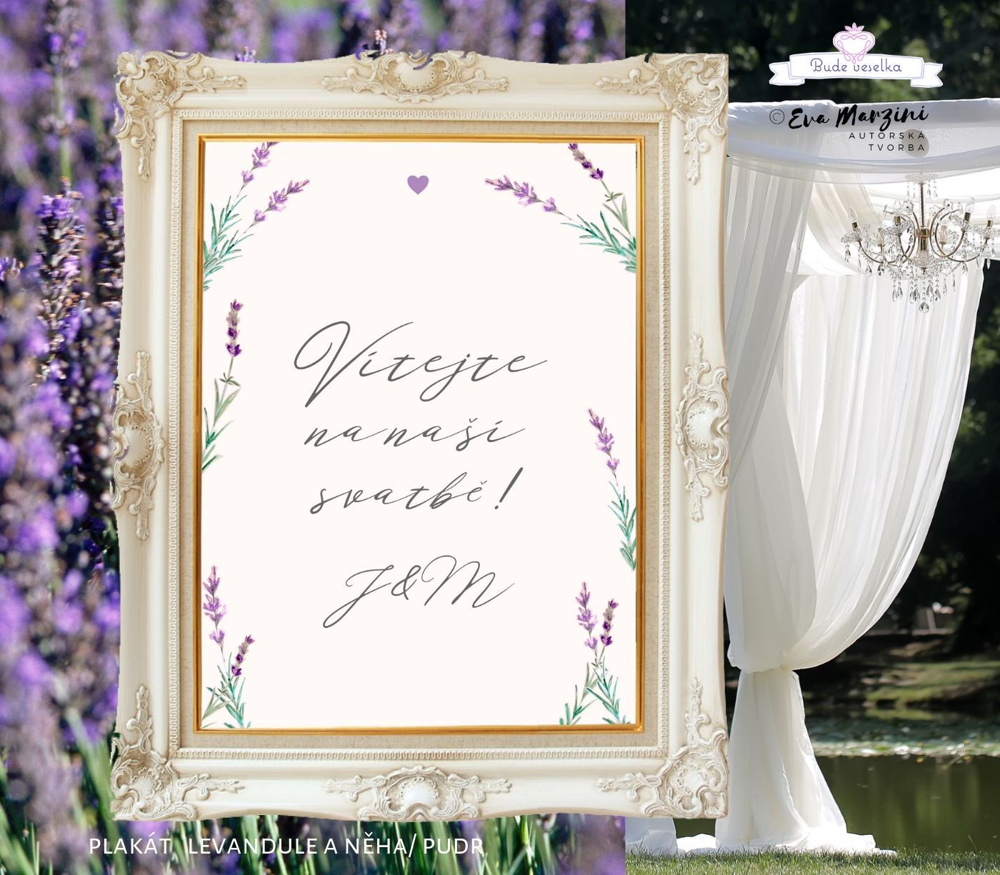 Plakát Vítejte Levandule a něha, A3, růžový