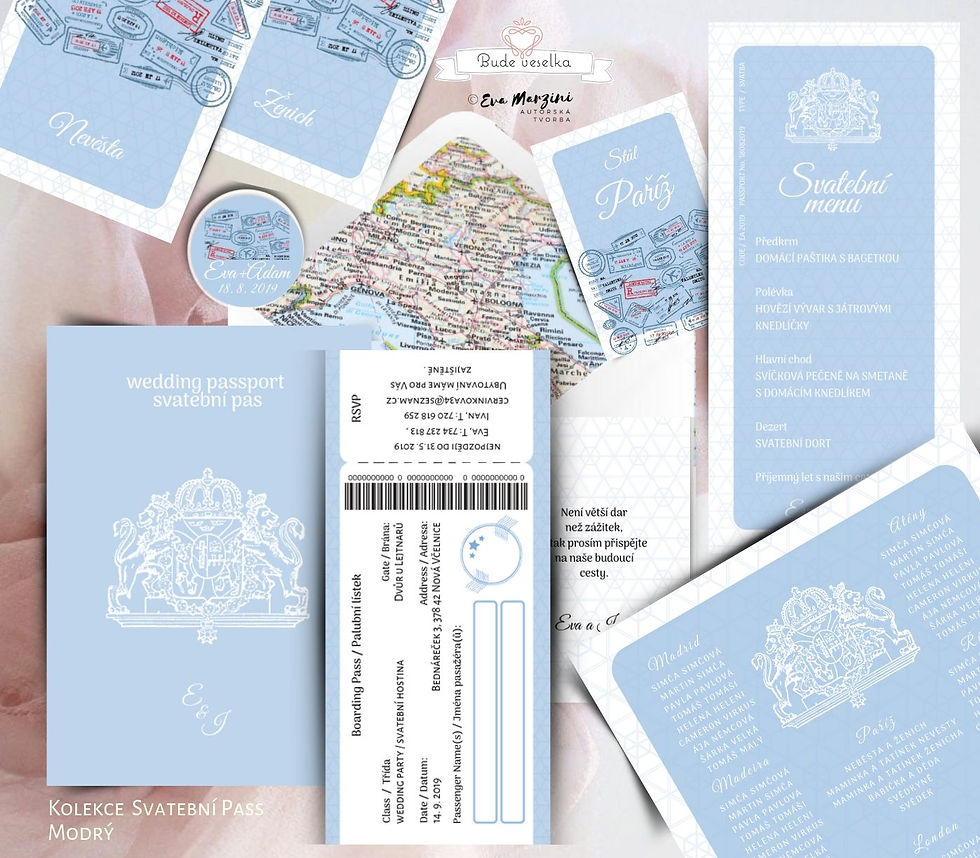 Miniatura: Plakát Zasedací plán Svatební pas, A3 - modrý - tištěný