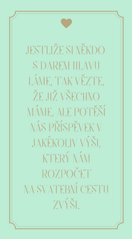 Miniatura: Svatební pozvánky/ na dary Modern vinatge - v mint / zlaté, 90x50/100mm