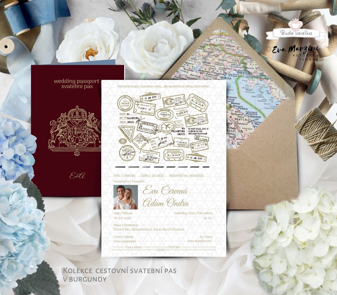 Cestovní pas, burgundy - vzorek