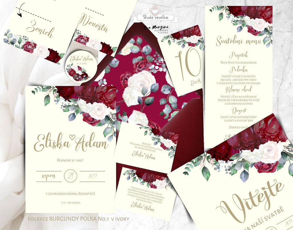 Miniatura: Plakát Harmonogram Burgundy Polka, ivory, A3