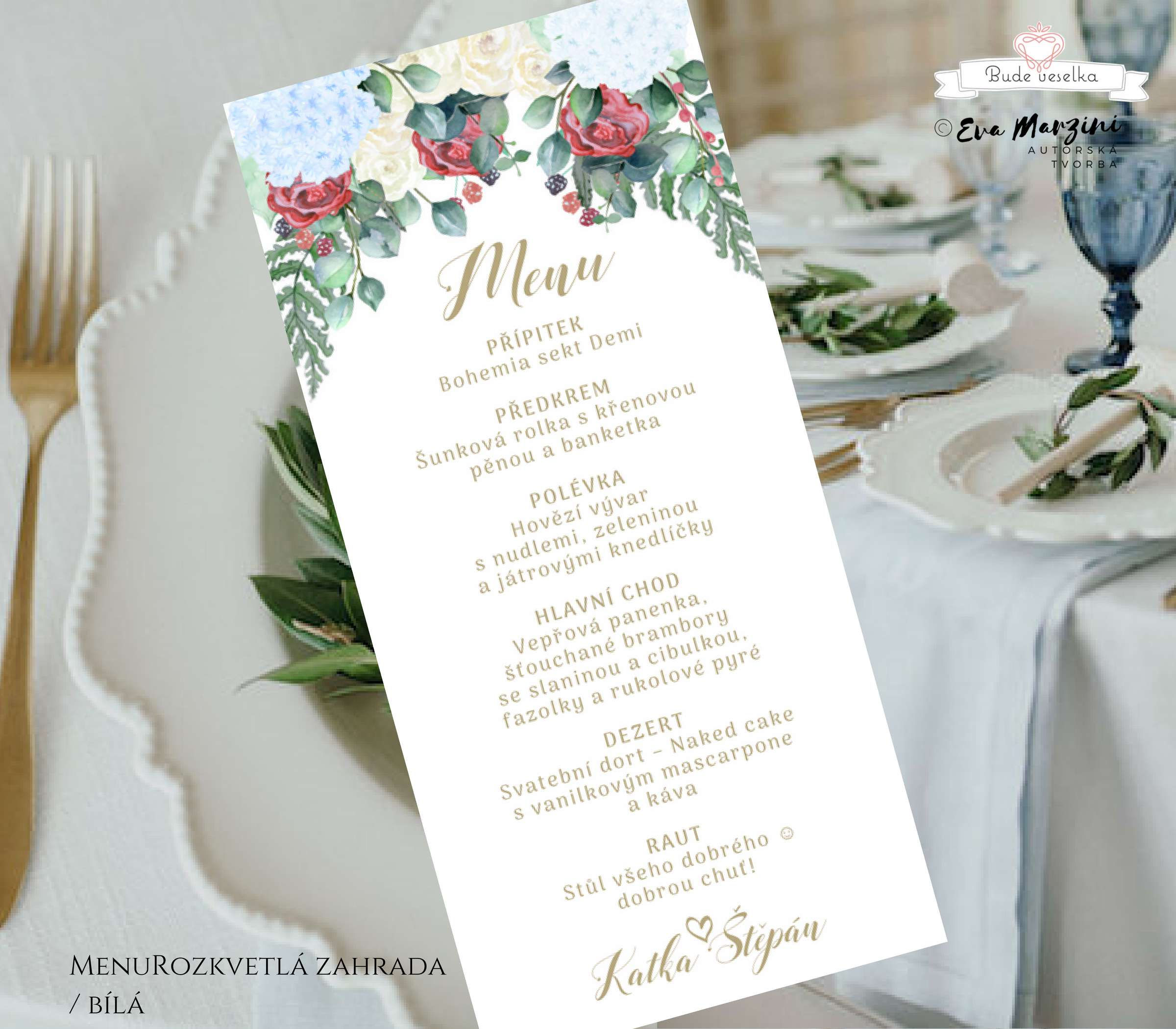 Menu Rozkvetlá zahrada, No.1, 99x210 mm