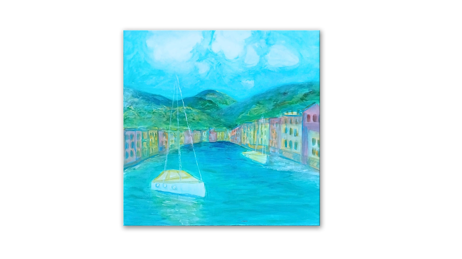 Krajina: "Vzpomínka na Portofino" 50 x 50 cm