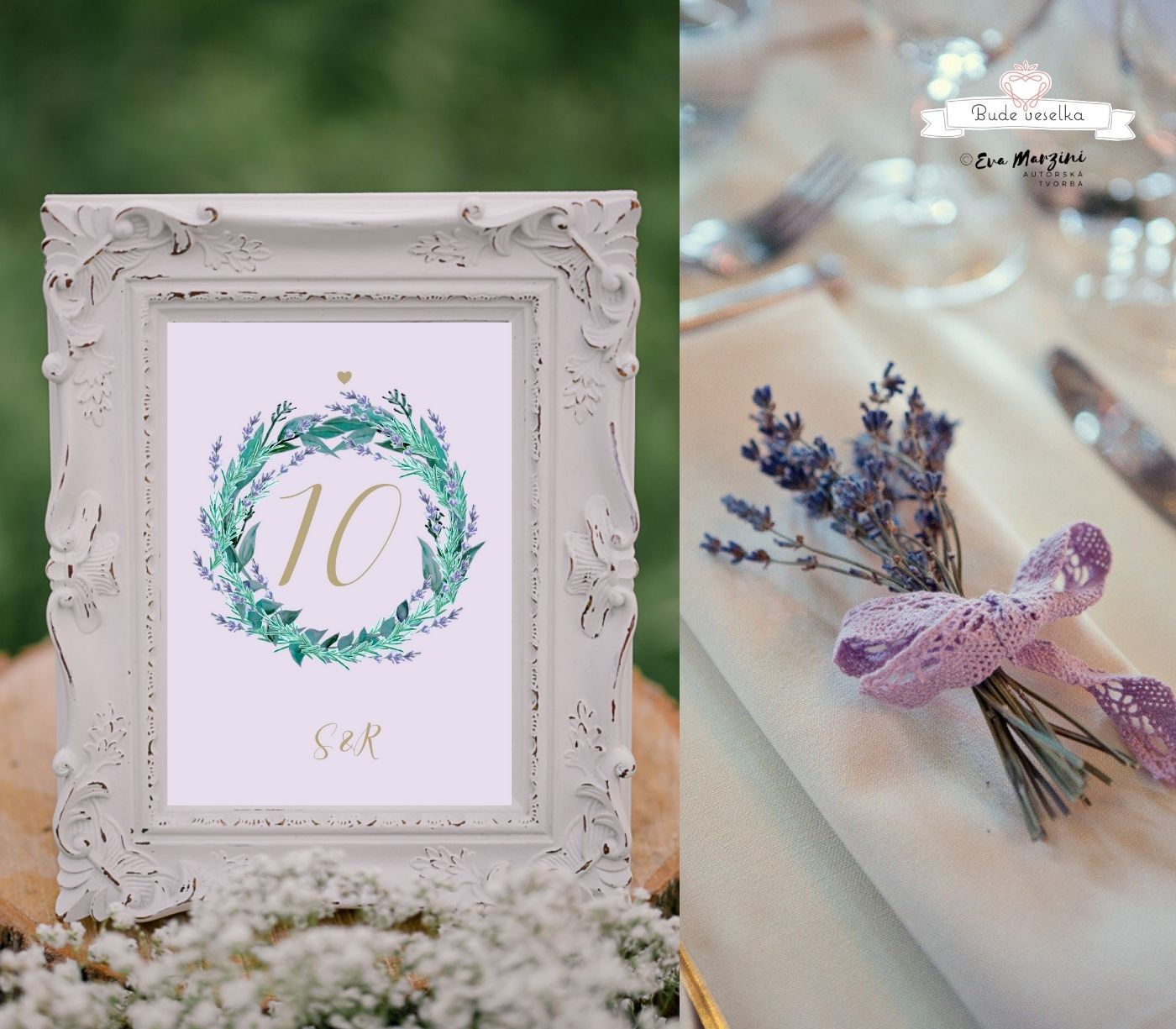 Čísla 1-10 na stoly Levandule a eucalyptus, lila