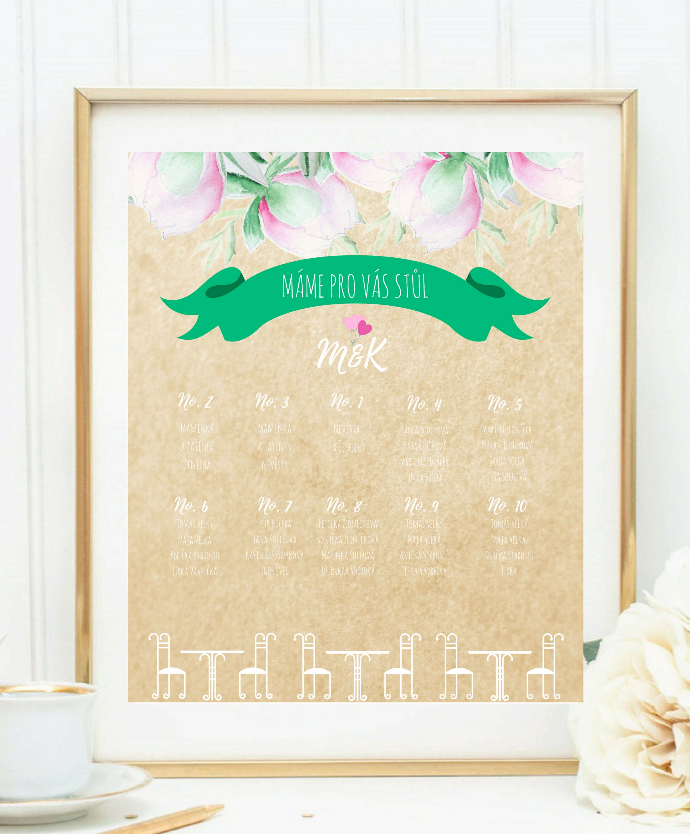 Zasedací pořádek Poupě, A3, přírodní II.