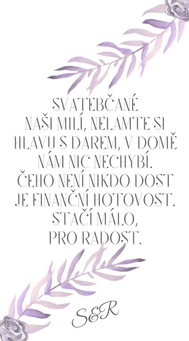 Miniatura: Svatební pozvánky/ na dary Boho lila plody - v ivory/lila, 90x50/100mm tiš
