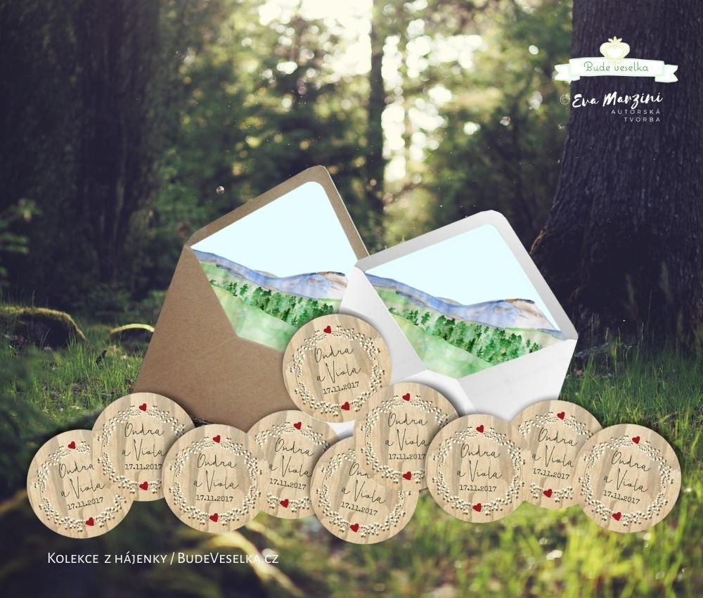 Kulaté nálepky Z hájenky, dřevo 72 ks /45 m