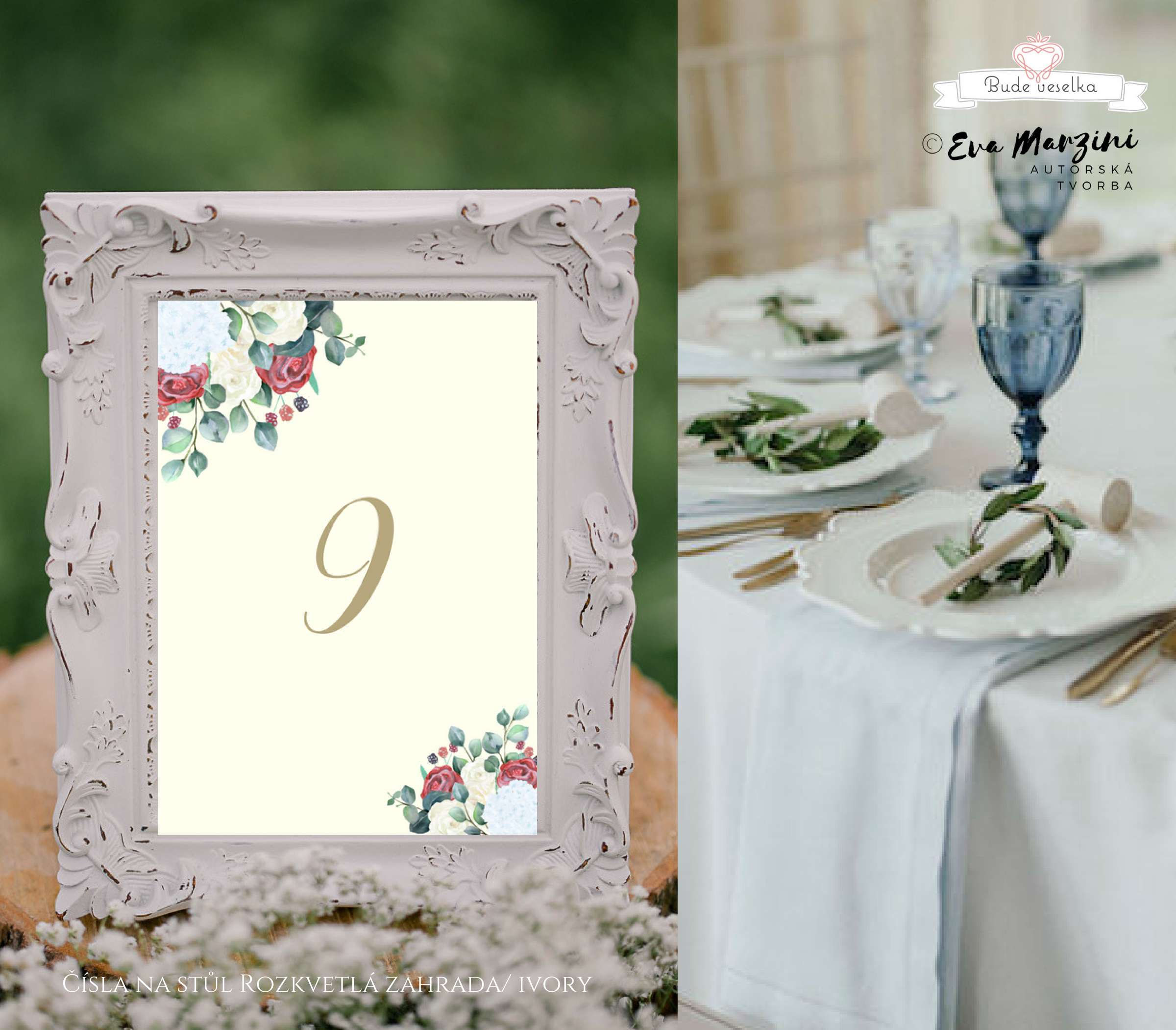 Čísla 1-10 na stoly Rozkvetlá zahrada, No.2