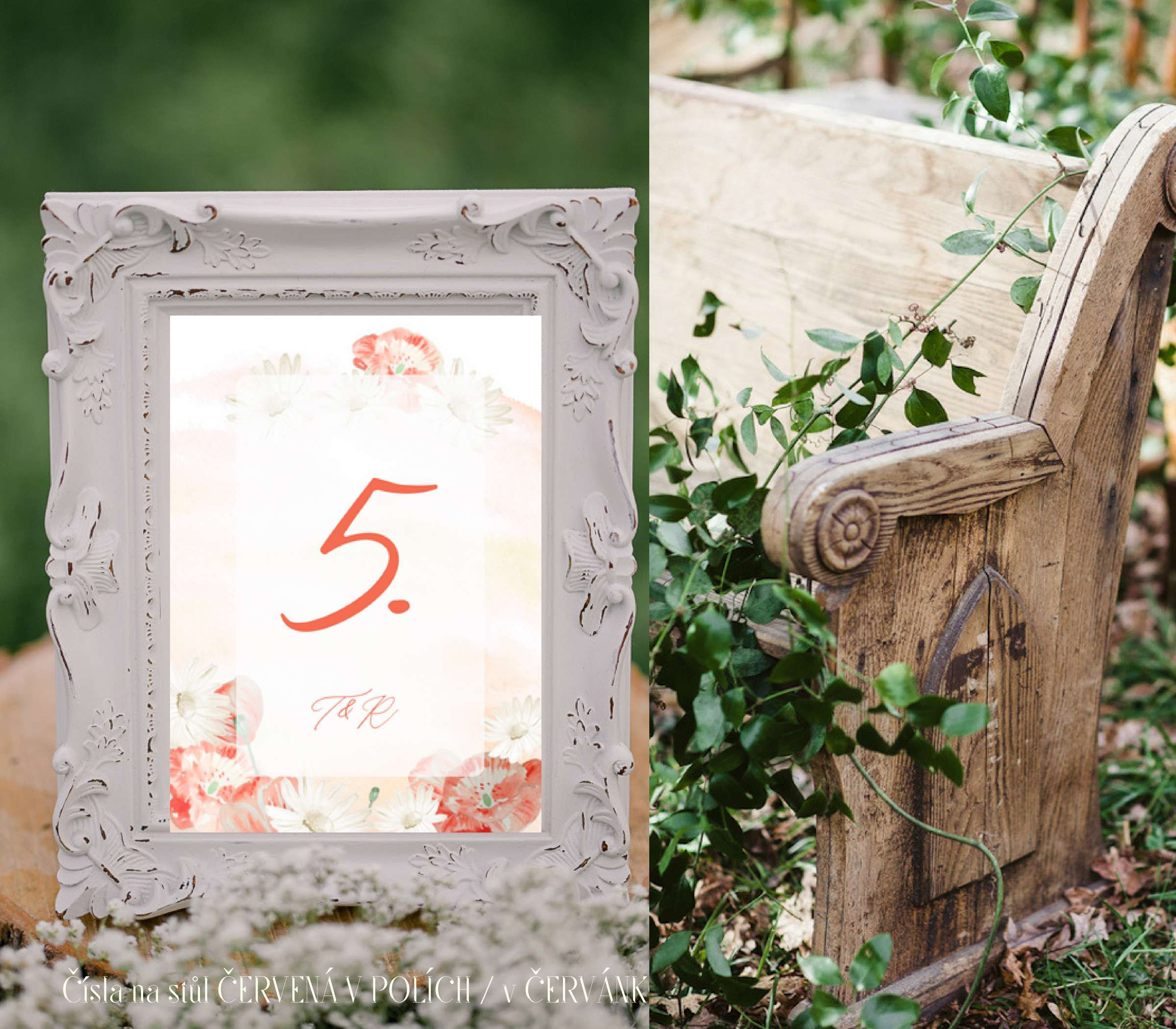 Čísla 1-10 na stoly Červená v polích, červánkové I.
