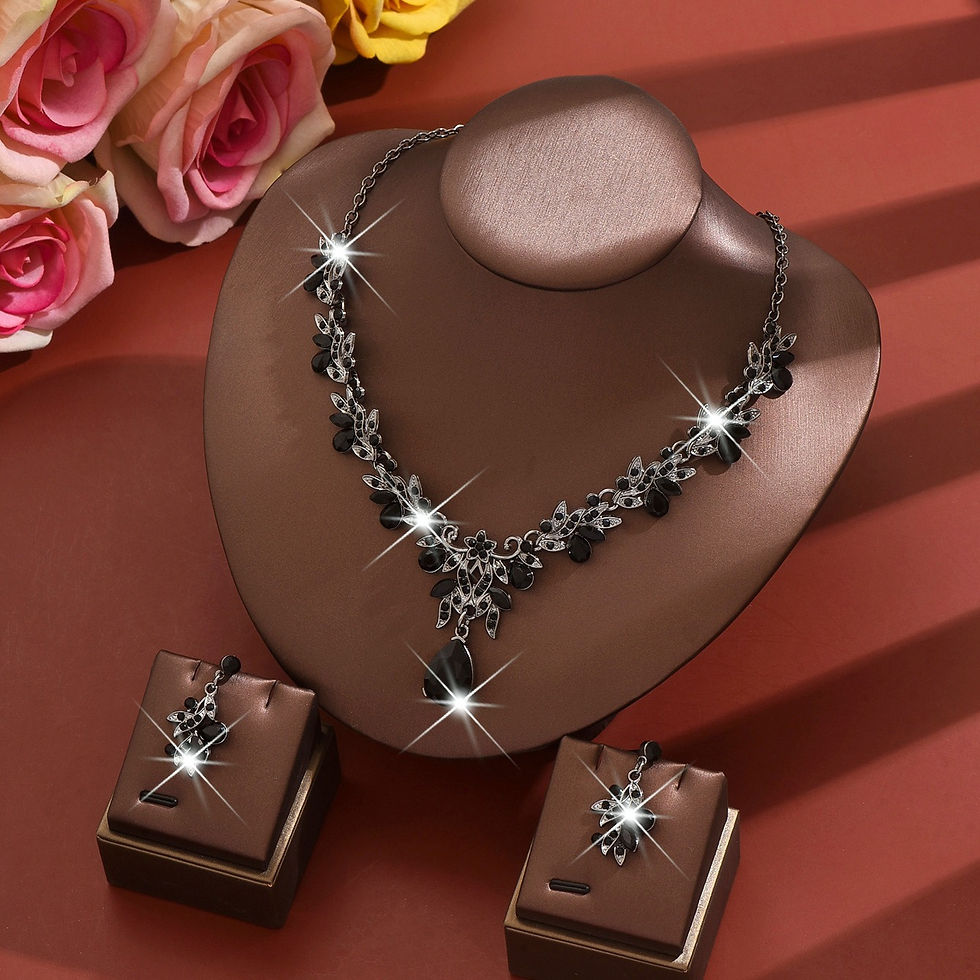 Thumbnail: 3pcs New Fashion Necklace Sets for Women Waterdrop Collar Choker Necklace Earrin