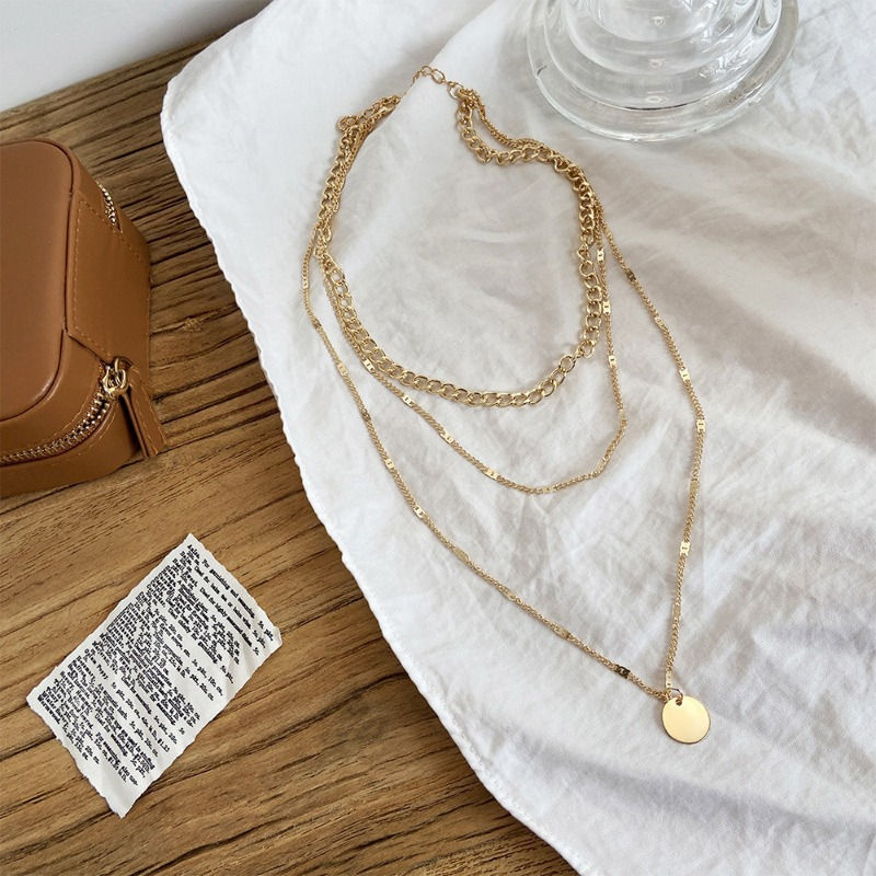 Thumbnail: Multilayer Pendant Necklace on Neck Chain Women Crystal Zircon Heart Star Charm 