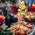 A holiday image of a Camera and Christmas Party food spread or buffet.jpg