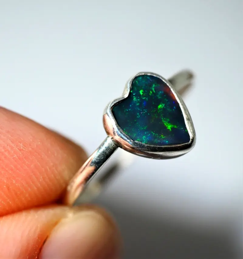 Thumbnail: 4.60CT SILVER LIGHTNING RIDGE OPAL RING J43