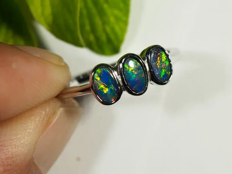 Thumbnail: 10.60CT DOUBLET OPAL RING SET IN SILVER OE128