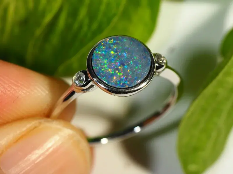 Thumbnail: 8.65CT DOUBLET OPAL SET IN SILVER AND DIAMONDS OE115