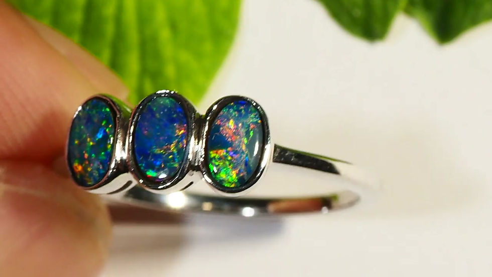 Thumbnail: 8.25CT DOUBLET OPAL RING SET IN SILVER OE123
