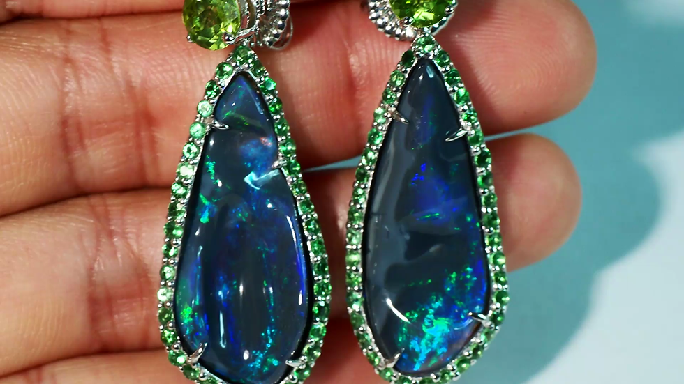 Thumbnail: 50.05CT CARVED LIGHTNING RIDGE OPAL EARINGS J27