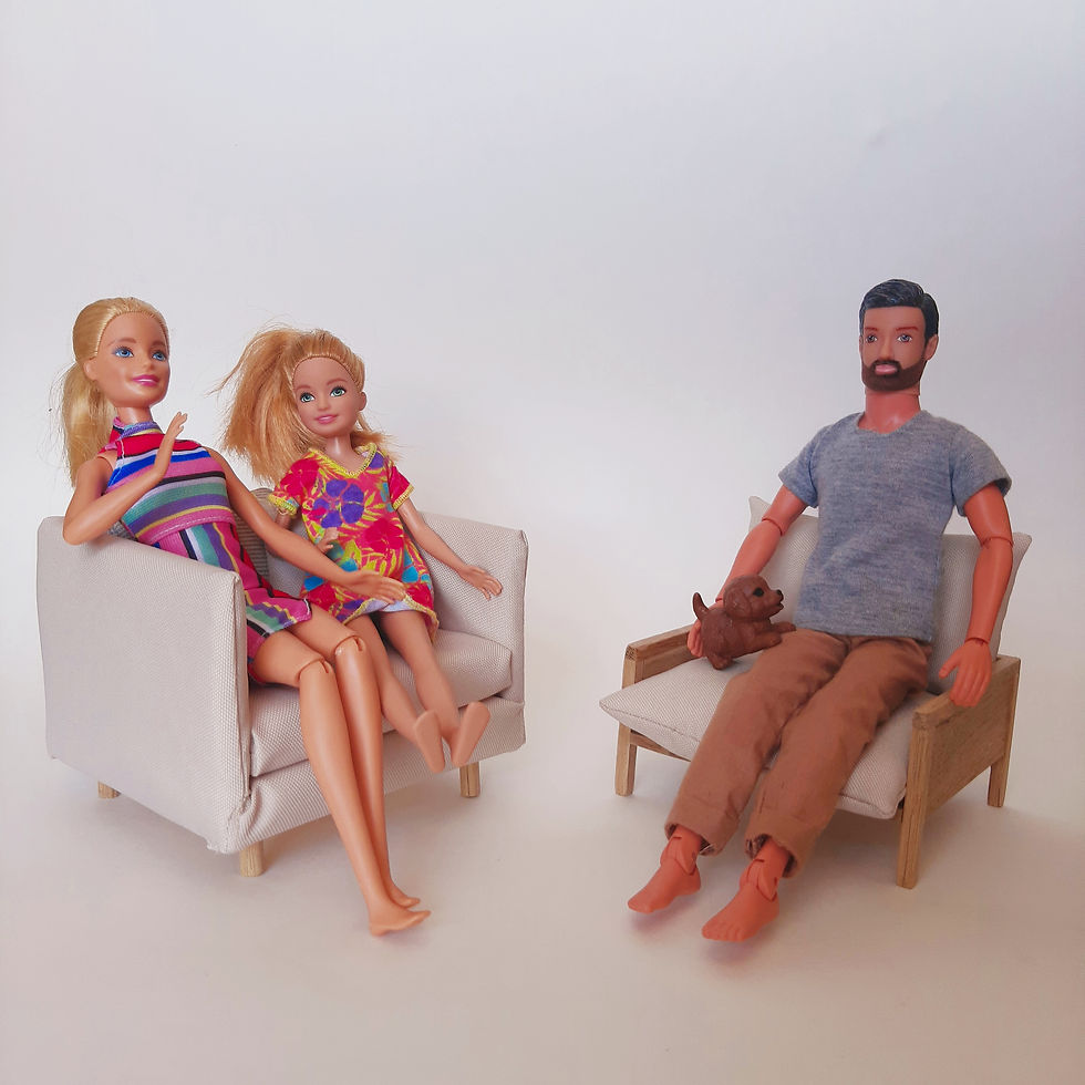 Miniatura: Dřevěné křeslo pro Barbie-krémová
