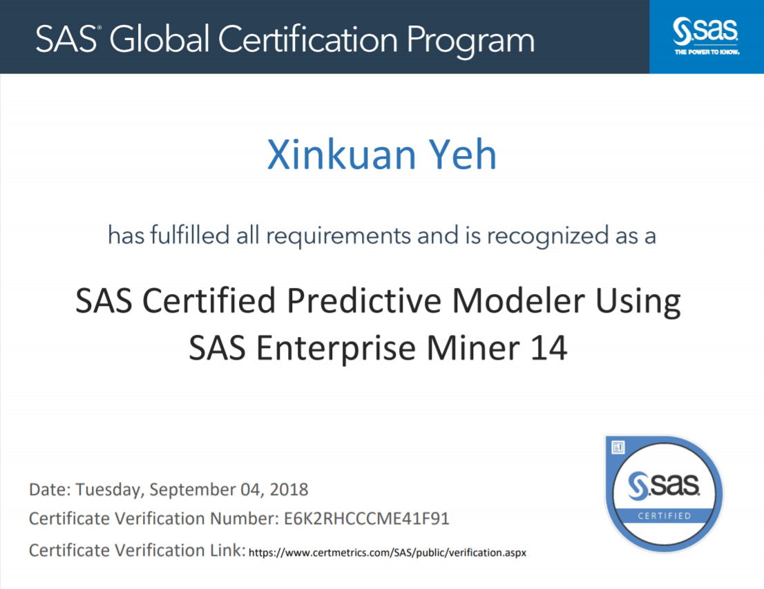 SAS Certified Predictive Modeler Using SAS Enterprise Miner 14