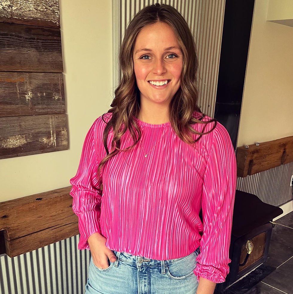 Thumbnail: Pink Pleated Long Sleeve Blouse