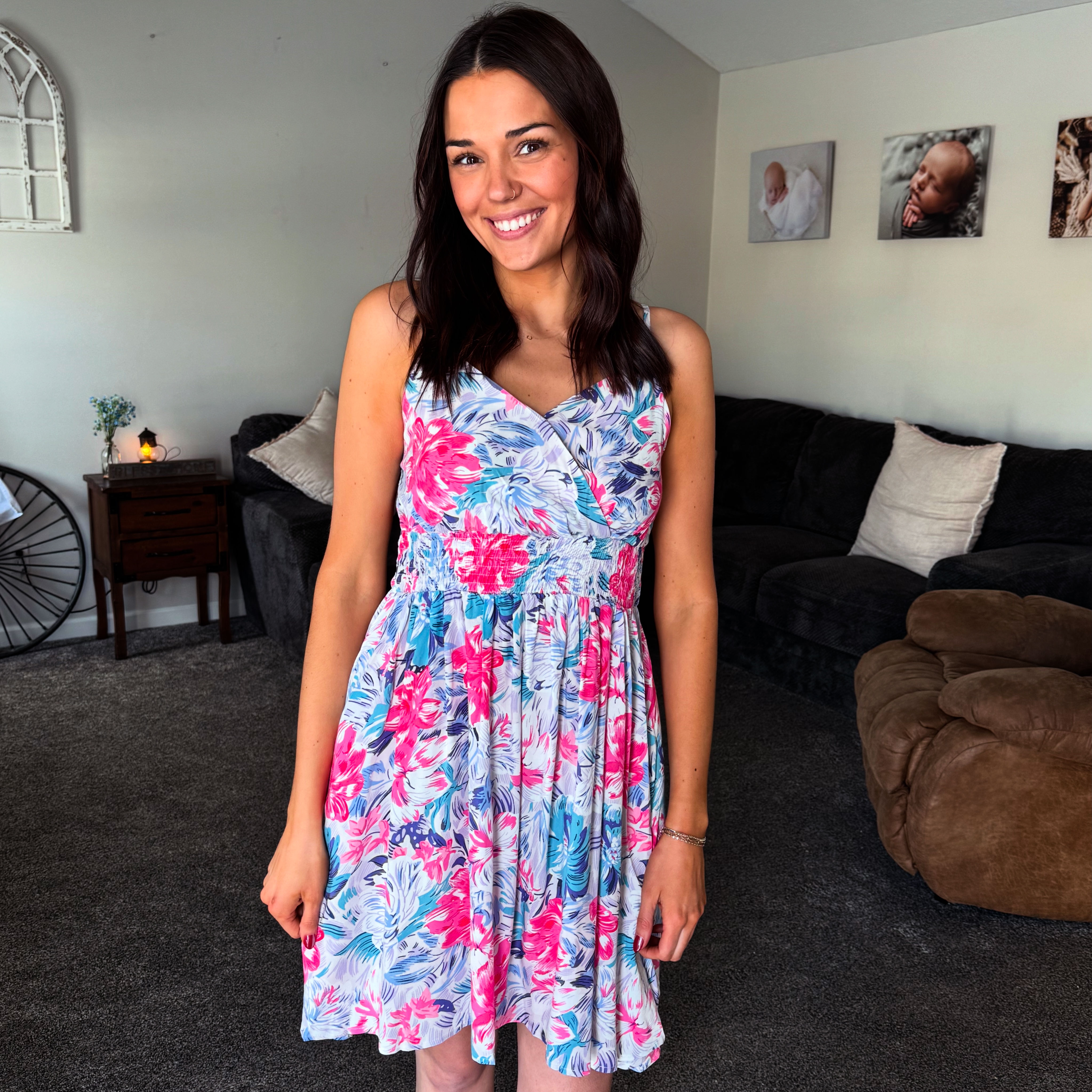 Sky Blue Floral Dress