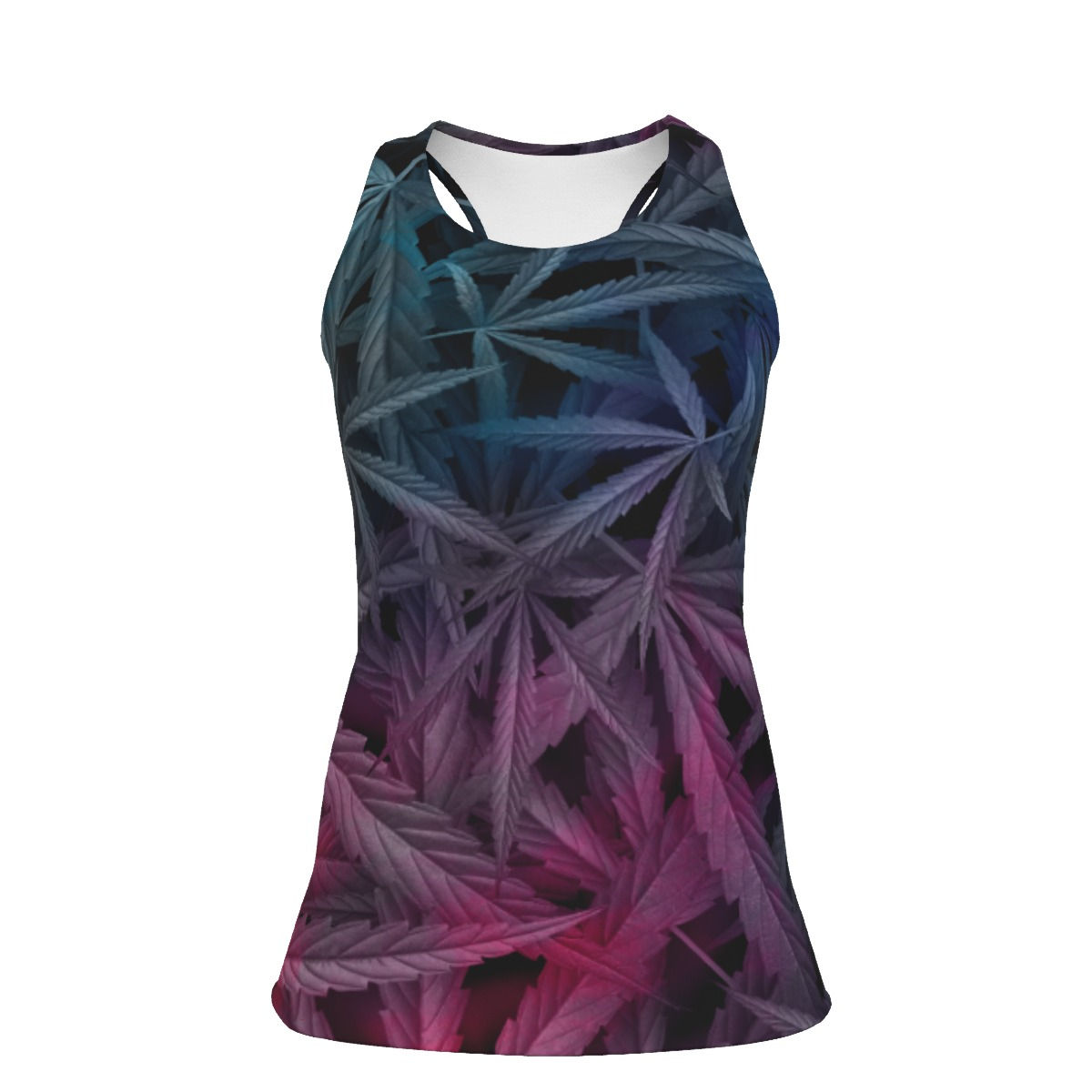 Pot Leaf Red/Blue Women's Racer Vest | 190GSM Cotton