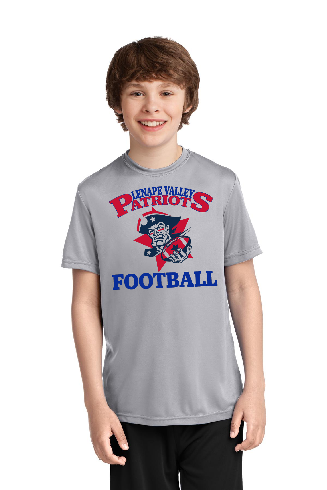 Lenape Football - tee - sportek performance - grey