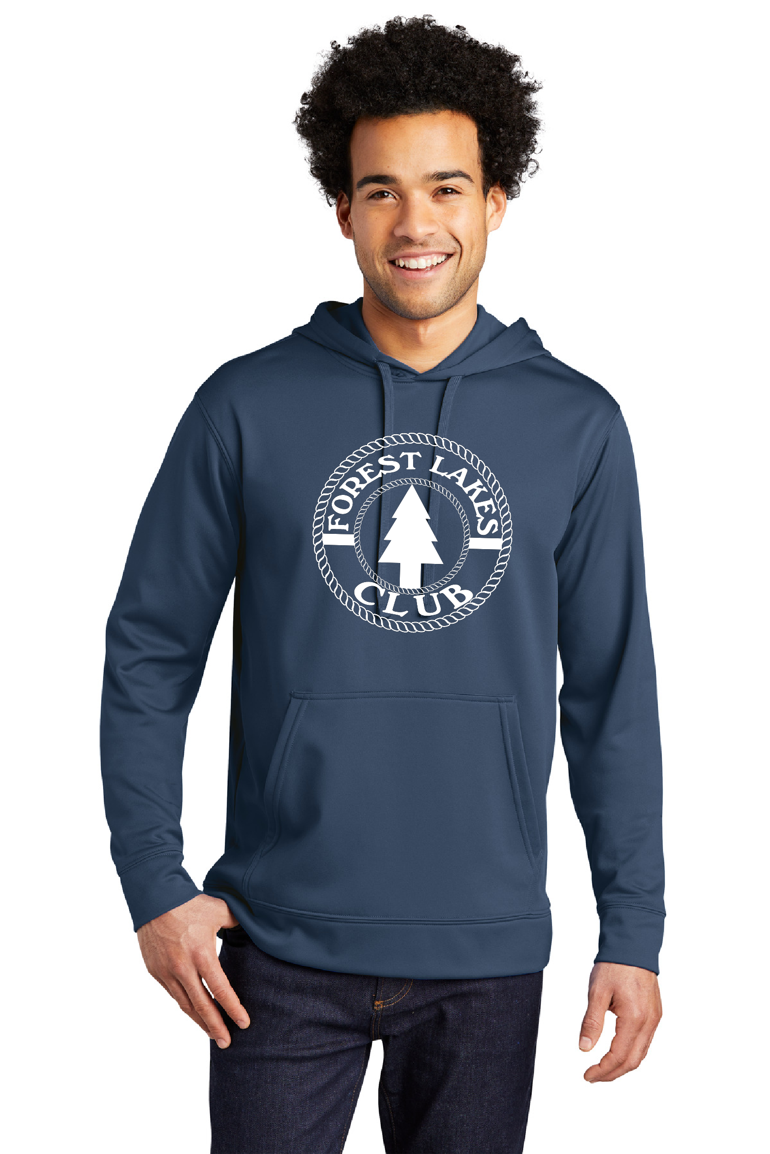 Forest Lakes - hoodie - performance drifit - navy w/ white logo