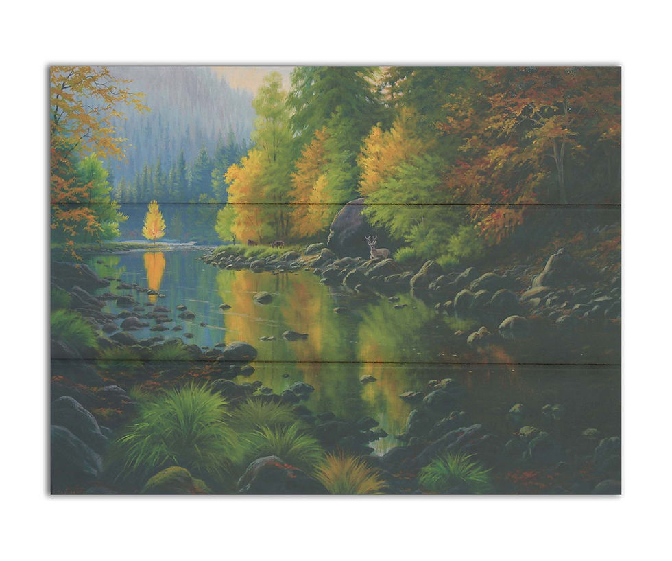 Thumbnail: Reflections on the Merced River with Deer