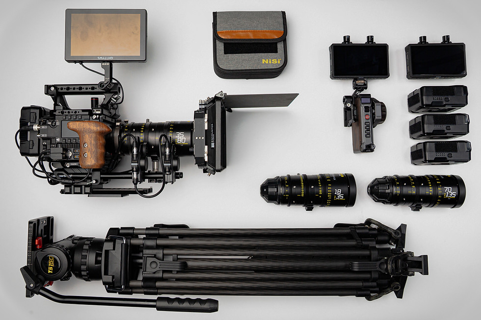 RED V-Raptor cinema camera package with complete production-ready accessories.”