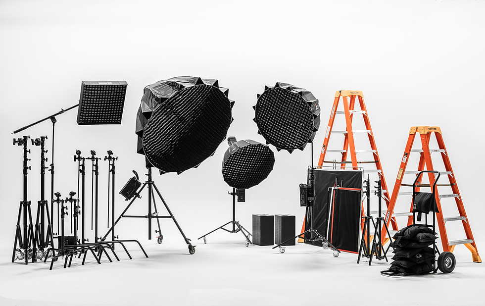 “Film interview package with lighting, audio equipment, and camera support for professional on-camera interviews