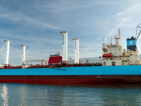 Maersk Trieste tanker sailing with four x 24m bound4blue suction sails