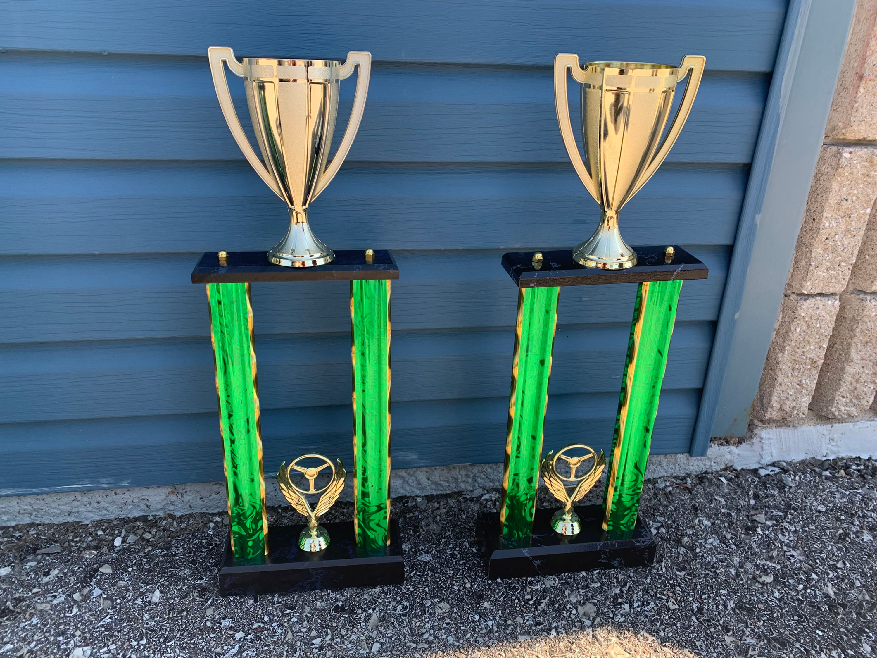 2 post, trophy, built trophy, column , racing, award, 23 inches 