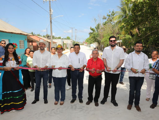 Villa El Triunfo se transforma: Javier May entrega obras de pavimentación y servicios en Balancán