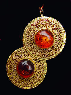 Filigree and Ambar Disc Earrings