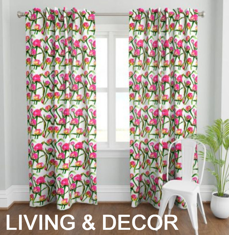 Hot Pink Peony Curtains