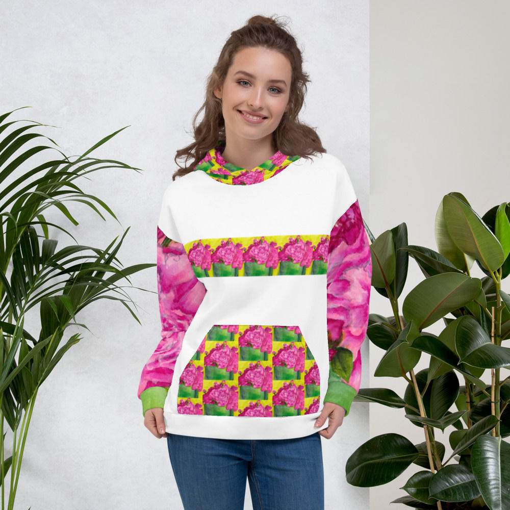 Hoodie - Amy's Peonies in Chartruese Print