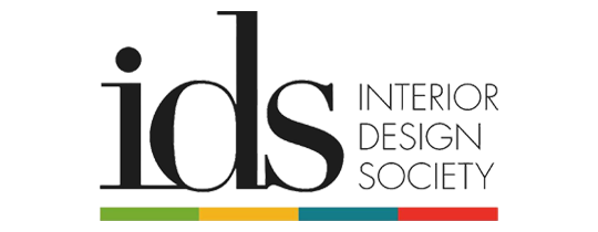Interior Design Society logo with a multicolor underline