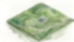Watercolor aerial view of green hills and roads with a small house at center, showing a quiet rural landscape. Architectural site plan in Powder Springs, GA