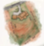 Watercolor site plan of a house on a sloped lot labeled Winding Ridge, with BSL setbacks, contour lines, and a driveway. Site plan architecture in Blairsville, GA