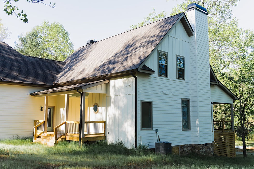 Side Elevation: Modern Mountain Custom Home Exterior with Covered Porches