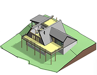 sectional view architectural rendering of a modern custom A-frame designed by architect of Reynard Architectural Designs